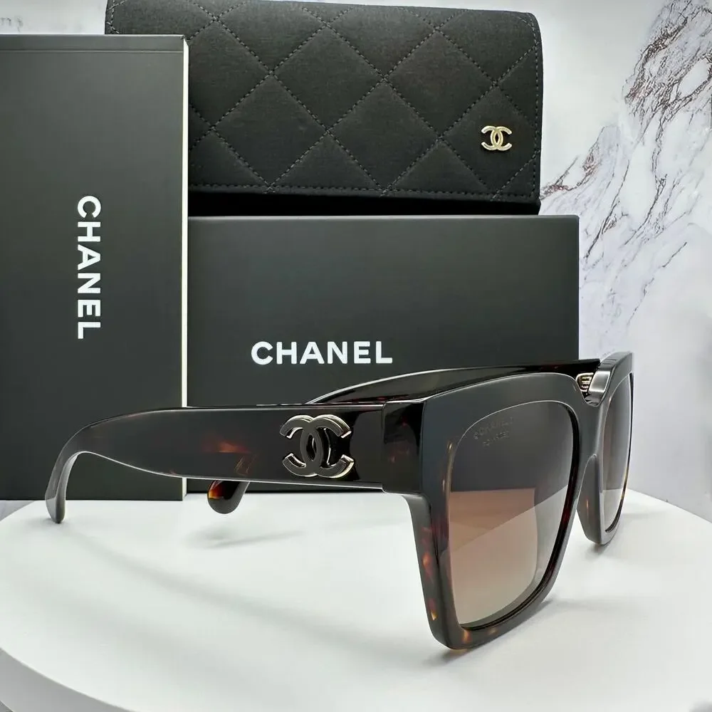 New CHANEL Sunglasses Brown Butterfly Gold Polarized Brown Lens - Picture 5 of 16